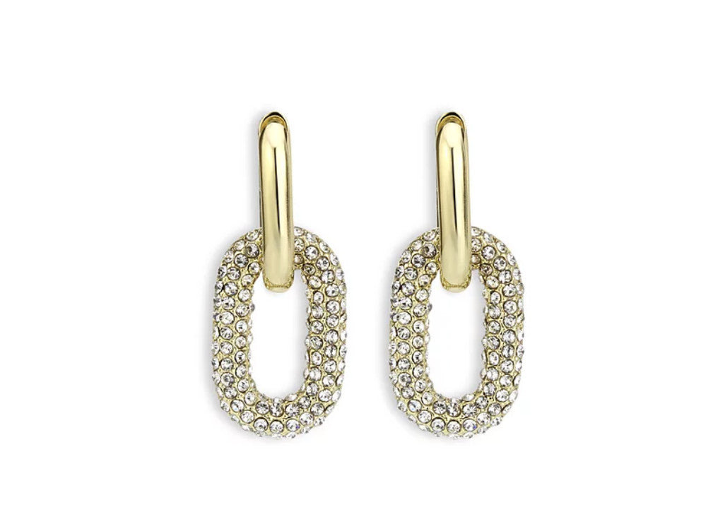 Aqua Eno Pave Link Drop Earrings - Exclusive