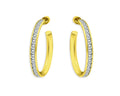 Aqua Channel Set Post Hoop Earrings in 18K Gold Over Sterling Silver - Exclusive