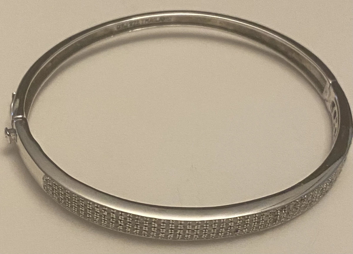 R.H. Macys Silver Micro Pave Bangle Bracelet