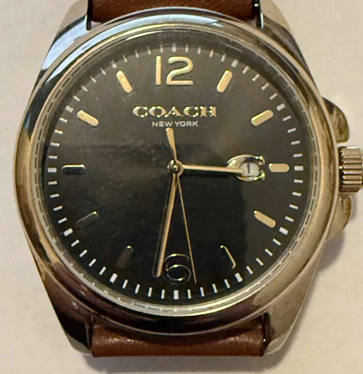 Coach Men's Elliot 41mm Watch Black Dial 14602698 Brown Leather Strap No Box