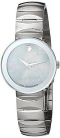 Movado Sapphire Museum 26mm Steel Grey MOP Dial Ladies Quartz Watch 0607048