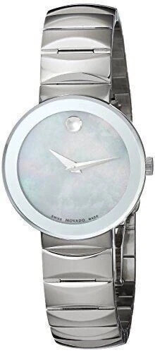 Movado Sapphire Museum 26mm Steel Grey MOP Dial Ladies Quartz Watch 0607048
